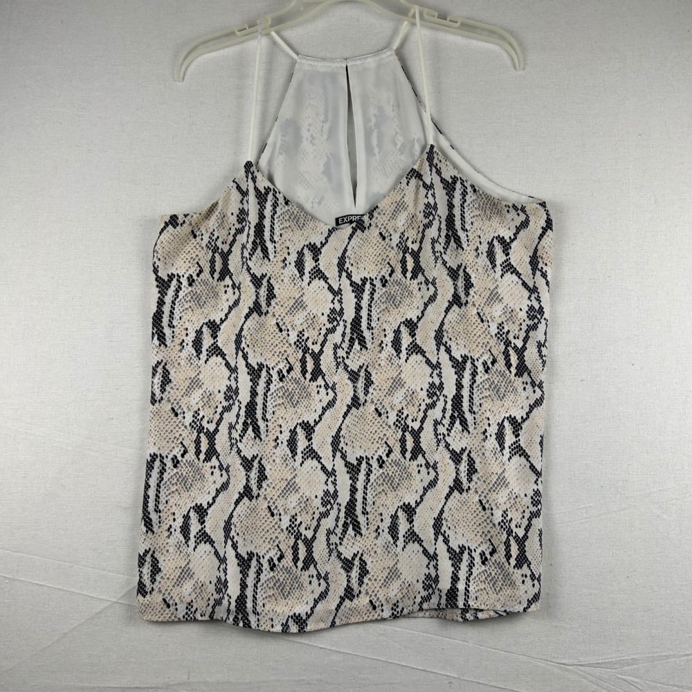 Express Womens Snakeskin Halter Neck Camisole Top Animal Print Neutral Size L